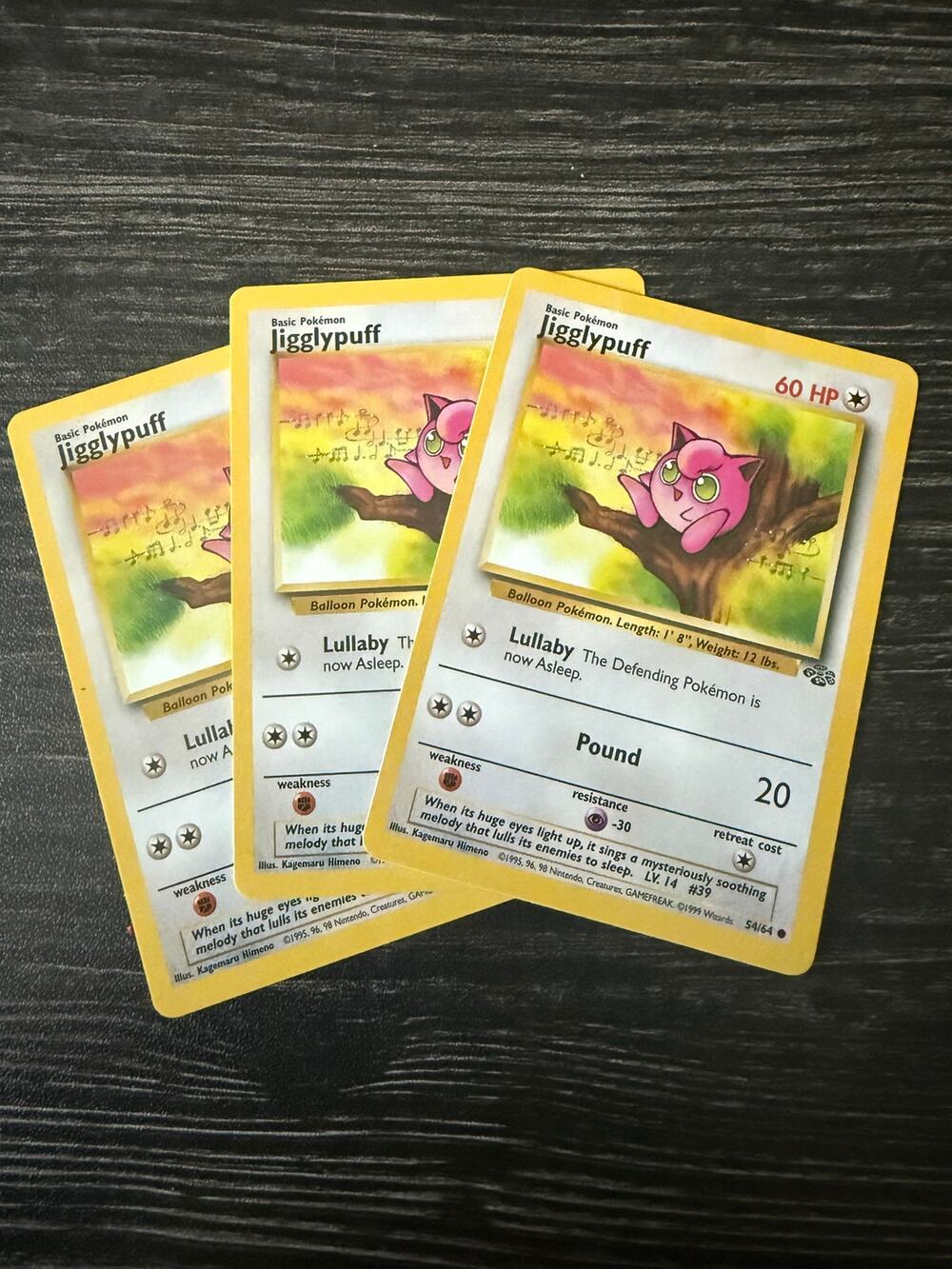 Vintage 1999 Pokémon Cards Jungle Set Jigglypuff 54/64 Lot of 3